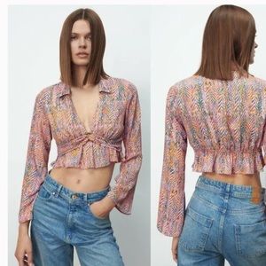 ZARA CROP BLOUSE Sz S